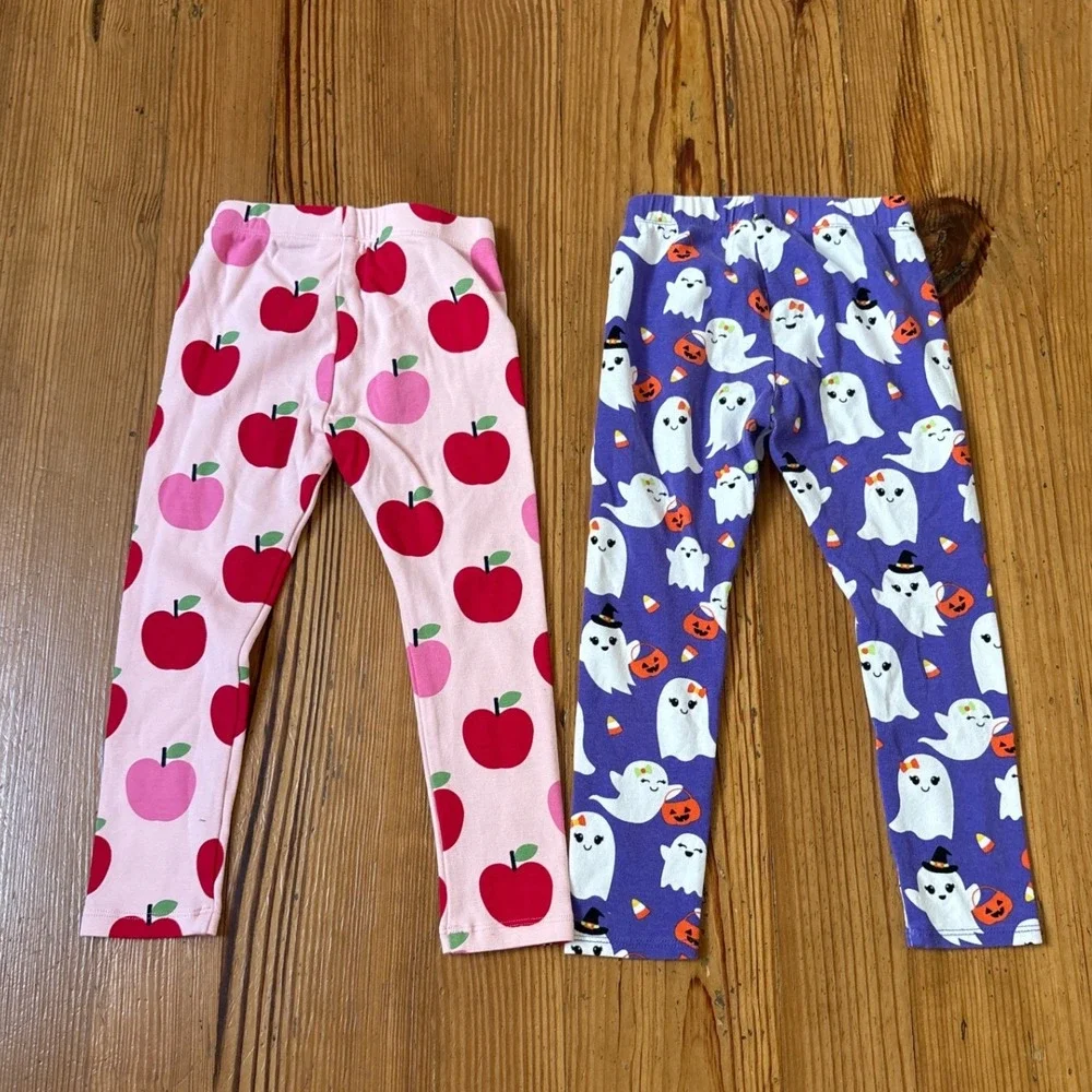 Gymboree Leggings Kids Pink Purple Apple Ghost Halloween 2-Pack SIZE 4T